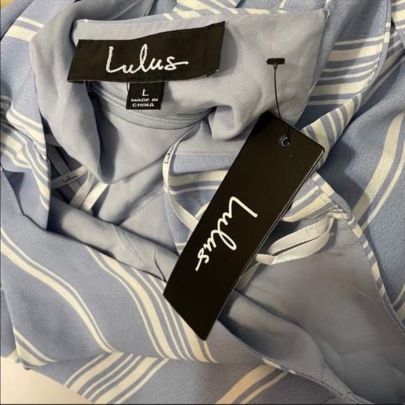 LULU’S NICOLA BLUE STRIPE WIDE LEG JUMPSUIT NWT - Picture 7 of 8